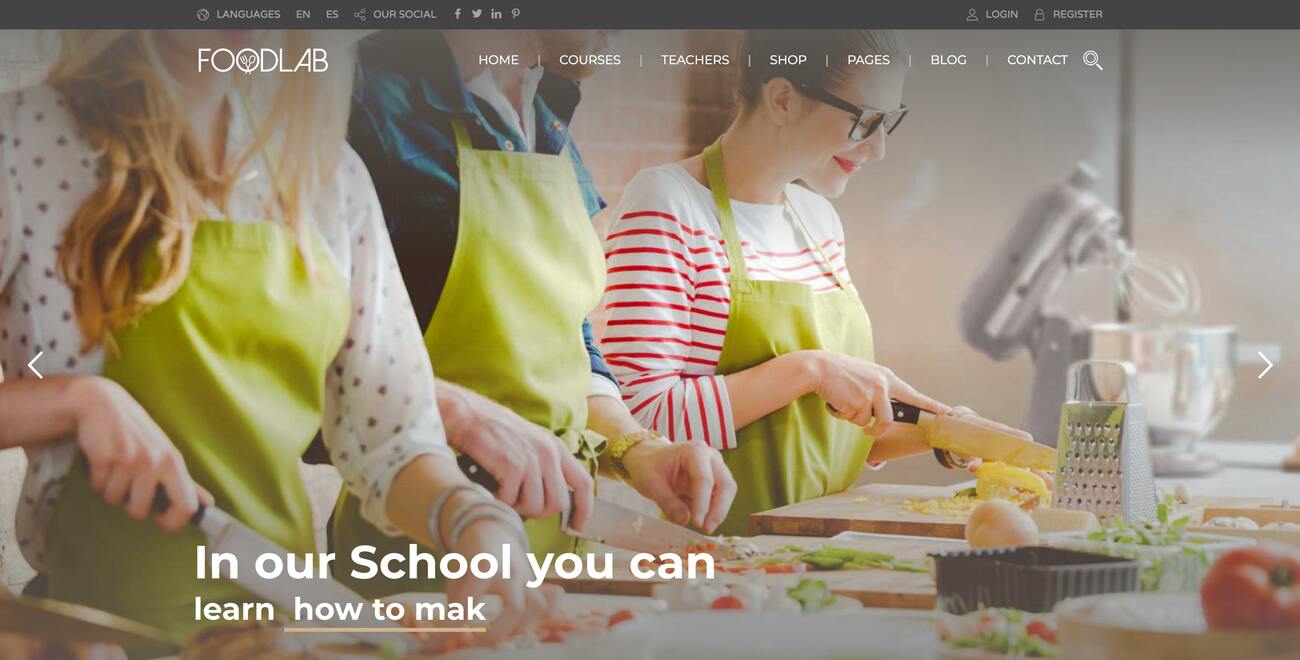 Cooking School WordPress Theme Preview