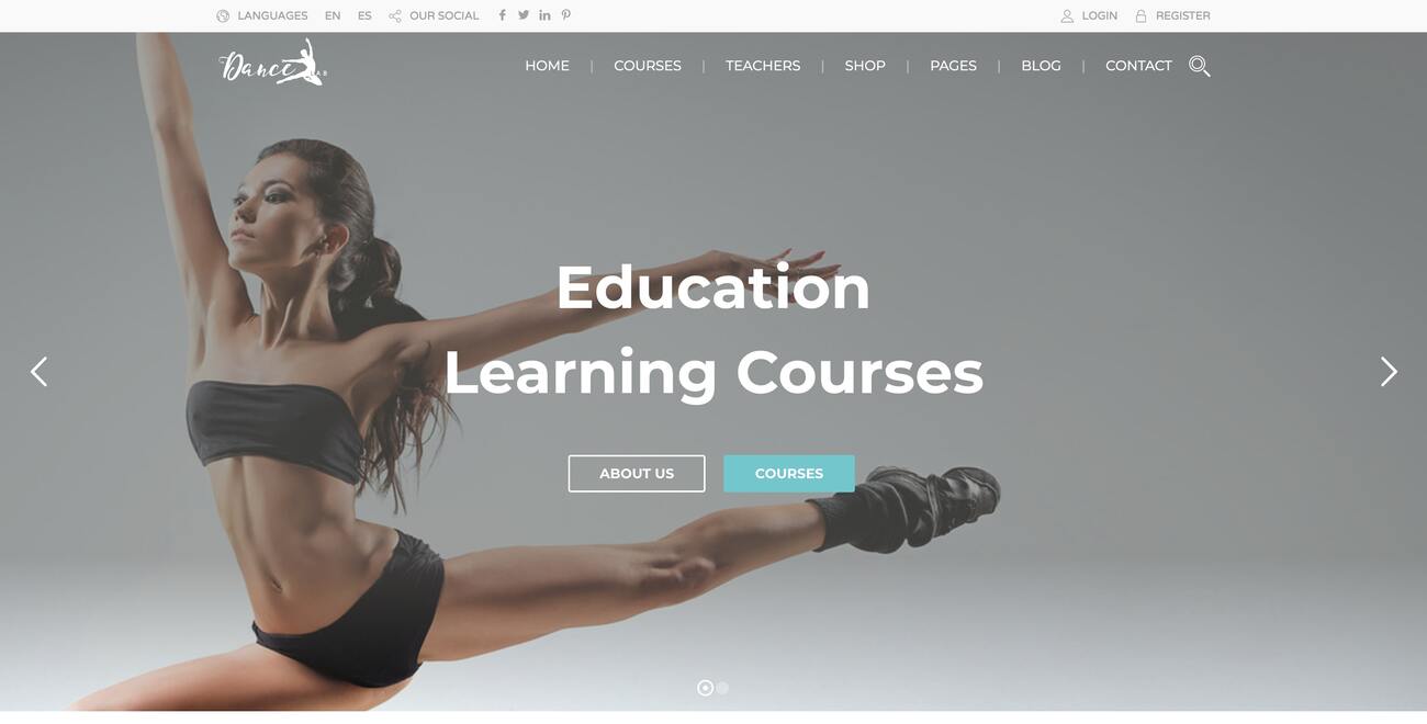 Dance School WordPress Theme Header