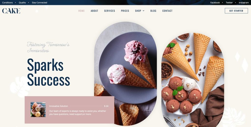 Ice Cream Shop WordPress Theme Preview