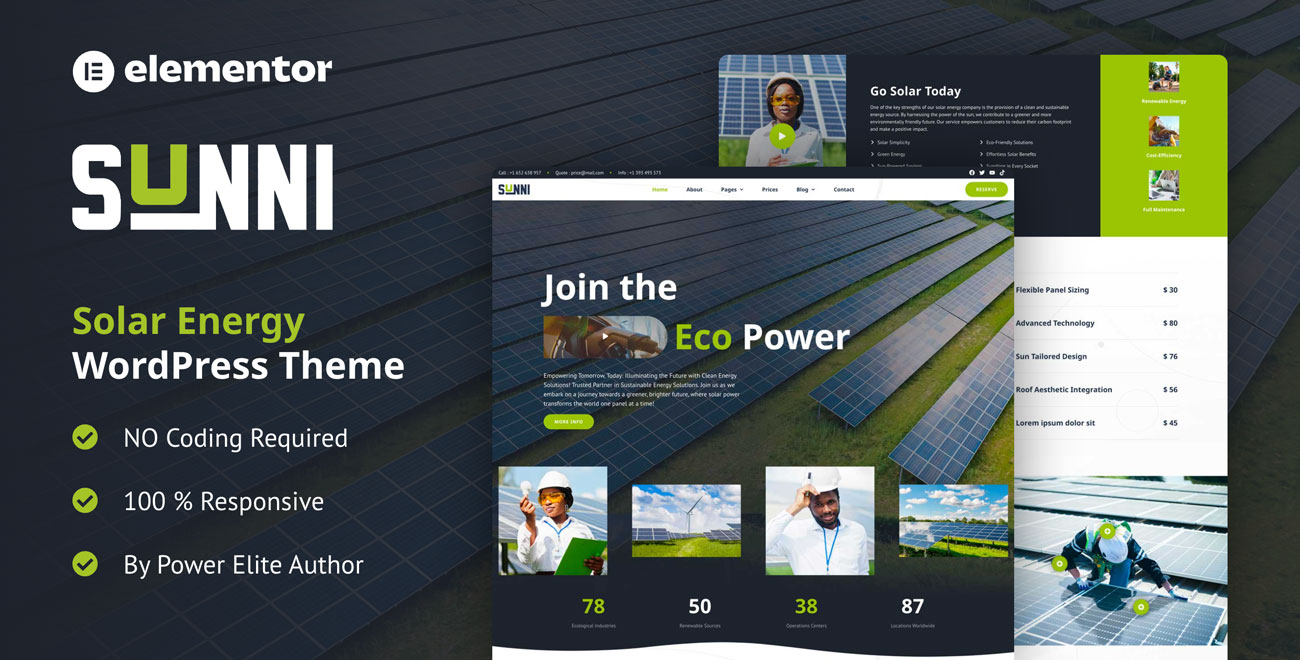 Solar Panel WordPress Theme Preview