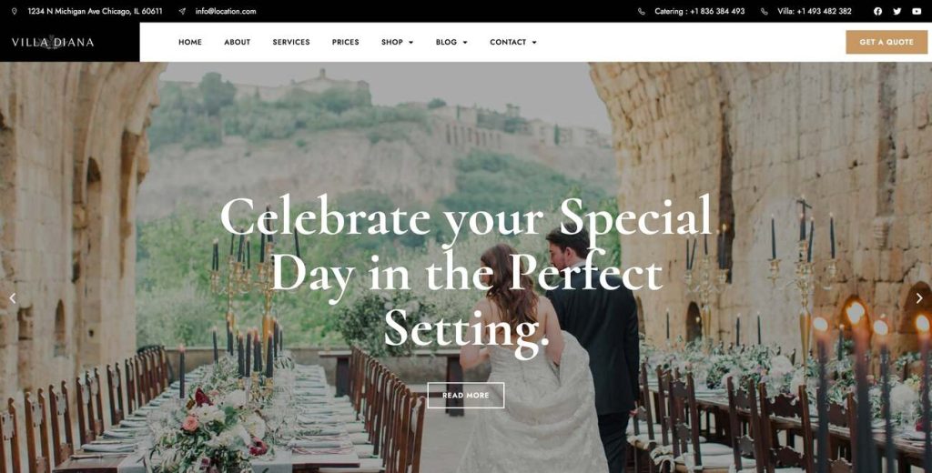 Wedding Venue WordPress Theme Preview