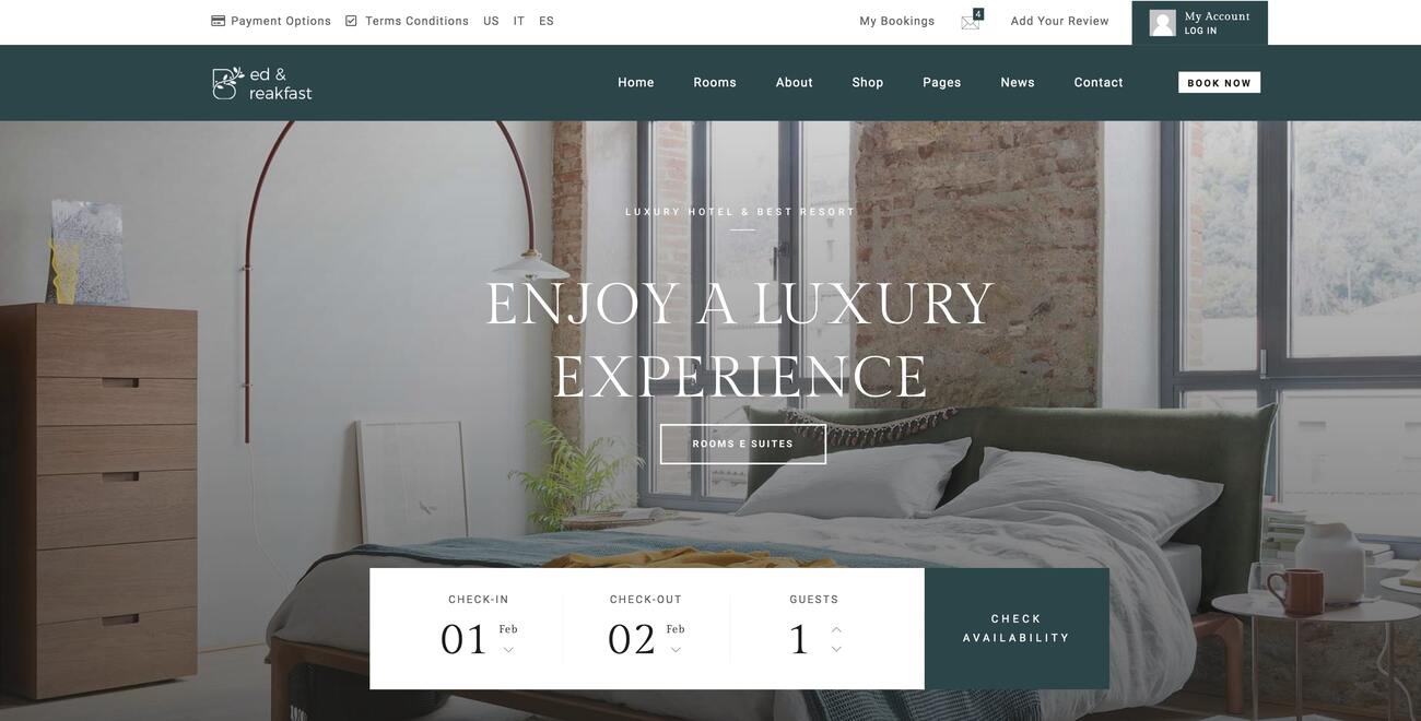 Bed And Breakfast WordPress Theme Preview